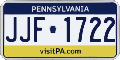 PA license plate JJF1722