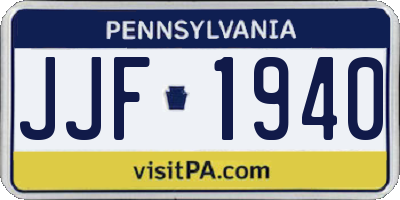 PA license plate JJF1940
