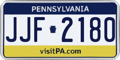 PA license plate JJF2180