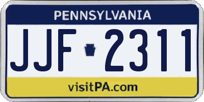 PA license plate JJF2311