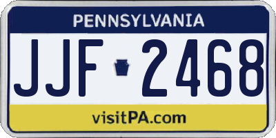 PA license plate JJF2468