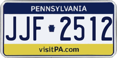 PA license plate JJF2512