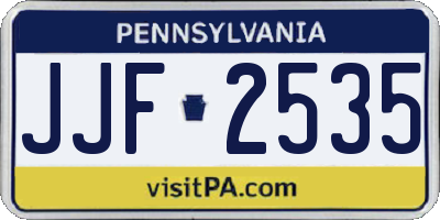 PA license plate JJF2535