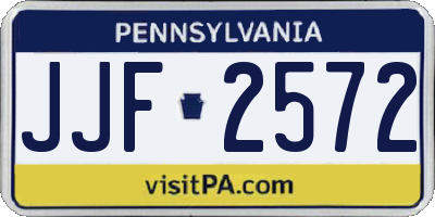 PA license plate JJF2572
