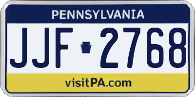 PA license plate JJF2768