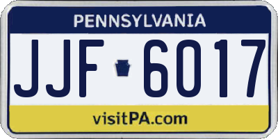 PA license plate JJF6017
