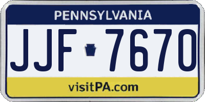 PA license plate JJF7670