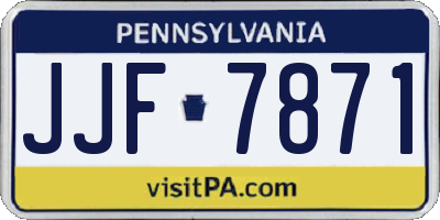 PA license plate JJF7871