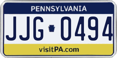 PA license plate JJG0494