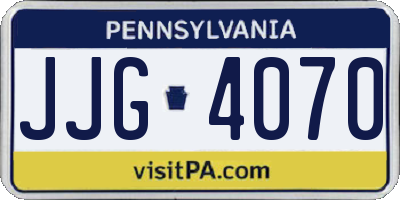 PA license plate JJG4070