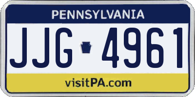 PA license plate JJG4961