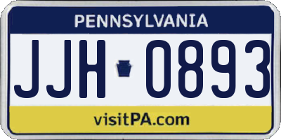 PA license plate JJH0893