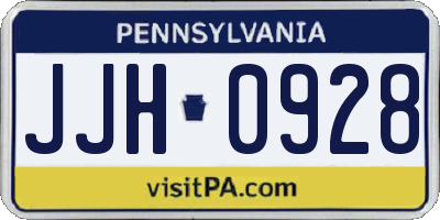 PA license plate JJH0928