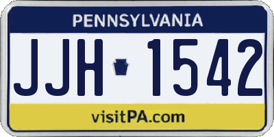 PA license plate JJH1542