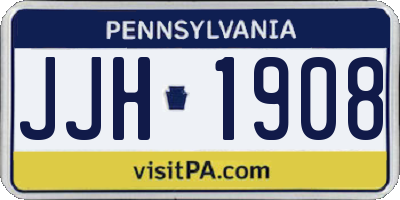 PA license plate JJH1908