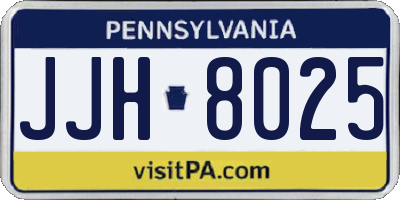PA license plate JJH8025
