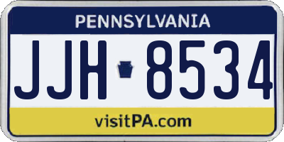 PA license plate JJH8534