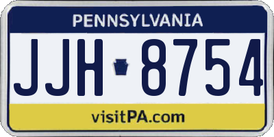 PA license plate JJH8754