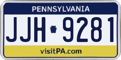 PA license plate JJH9281