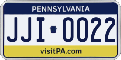 PA license plate JJI0022
