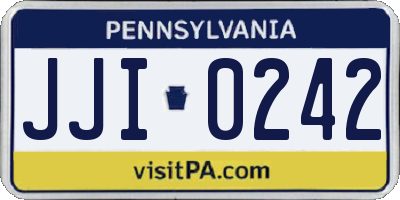 PA license plate JJI0242