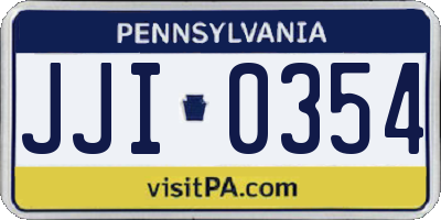 PA license plate JJI0354