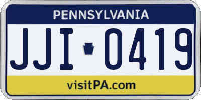 PA license plate JJI0419