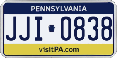 PA license plate JJI0838