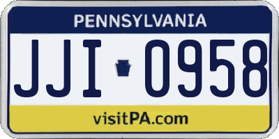PA license plate JJI0958