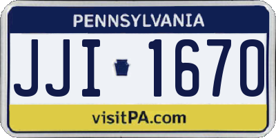 PA license plate JJI1670