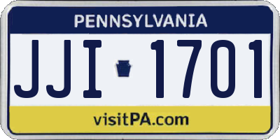 PA license plate JJI1701