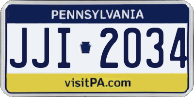 PA license plate JJI2034