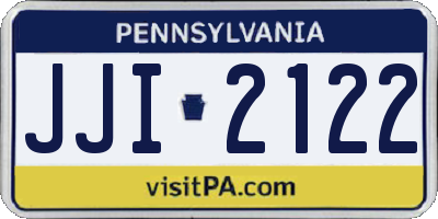 PA license plate JJI2122