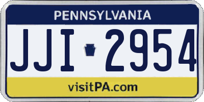 PA license plate JJI2954