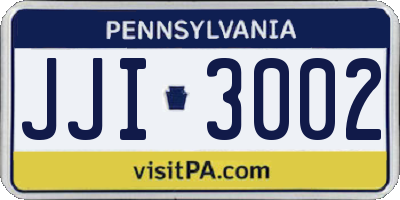 PA license plate JJI3002