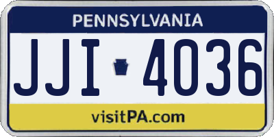 PA license plate JJI4036