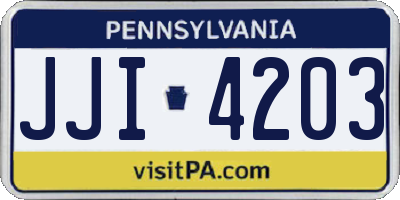 PA license plate JJI4203