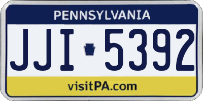 PA license plate JJI5392