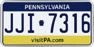 PA license plate JJI7316