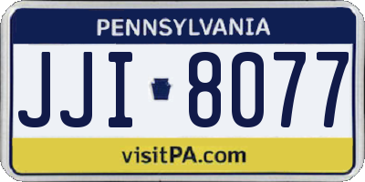 PA license plate JJI8077