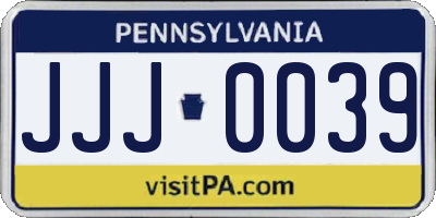 PA license plate JJJ0039