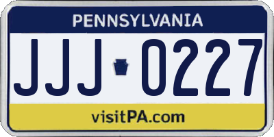 PA license plate JJJ0227