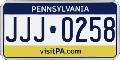 PA license plate JJJ0258