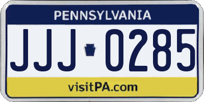 PA license plate JJJ0285