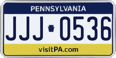 PA license plate JJJ0536