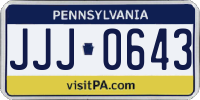 PA license plate JJJ0643