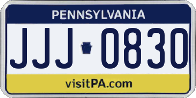 PA license plate JJJ0830