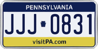 PA license plate JJJ0831