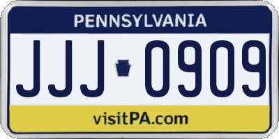 PA license plate JJJ0909