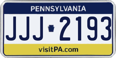 PA license plate JJJ2193